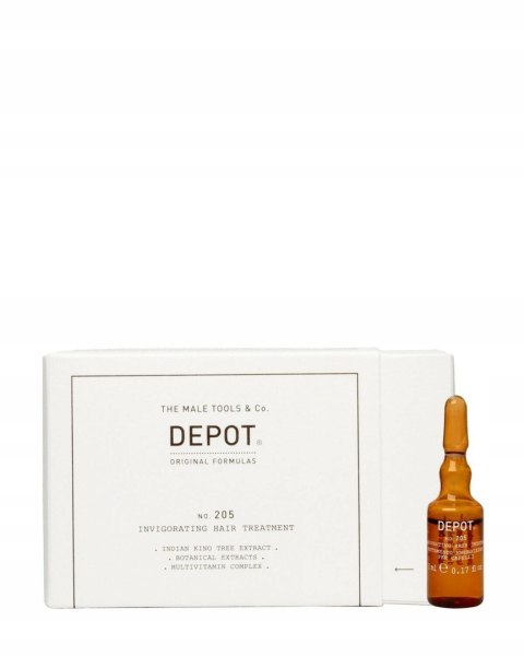 Depot No.205 Invigorating Hair Treatment, ampułki zapobiegające wypadaniu włosów, 10x5ml